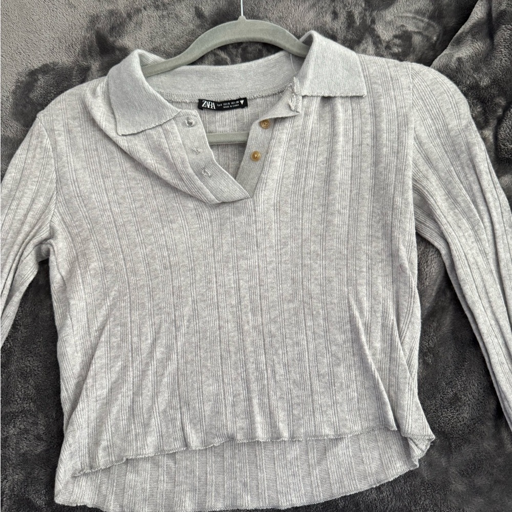 Zara Cropped Long Sleeve Top